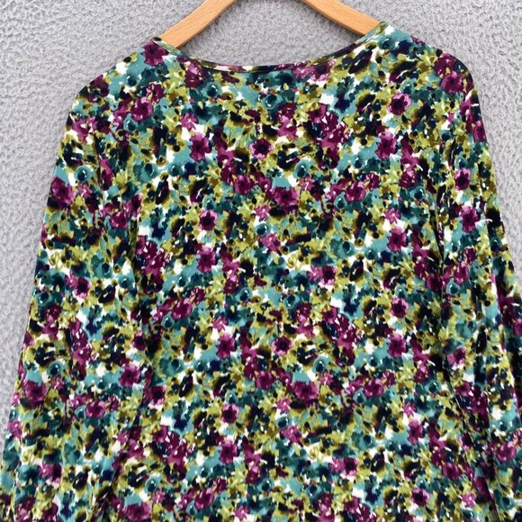 J Jill Top Womens Medium Green Multi Floral Wearever Long Sleeve Tunic Stretch - Picture 4 of 10